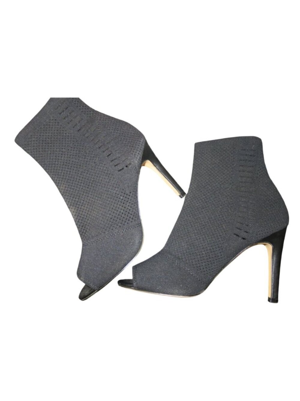 Express Black Knit Sock Mesh Open Toe Ankle Boots Booties size 8 - Picture 6 of 12